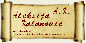 Aleksija Kalanović vizit kartica